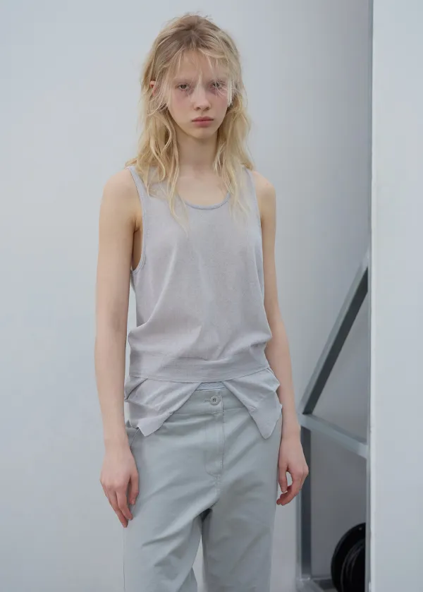 SHEER KNIT SLEEVELESS TOP (LIGHT GREY)