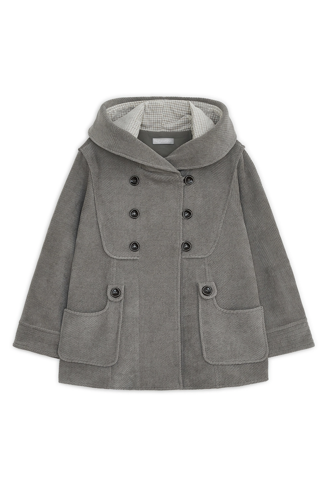 허그유어스킨 Hooded double button capri jacket (Gray) 상품 이미지 1