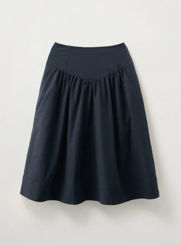 (W) Seersucker Hole Skirt - Navy