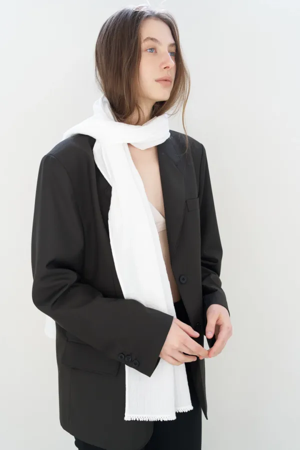 Silk wool jacket ( Brown /  Deep Navy )