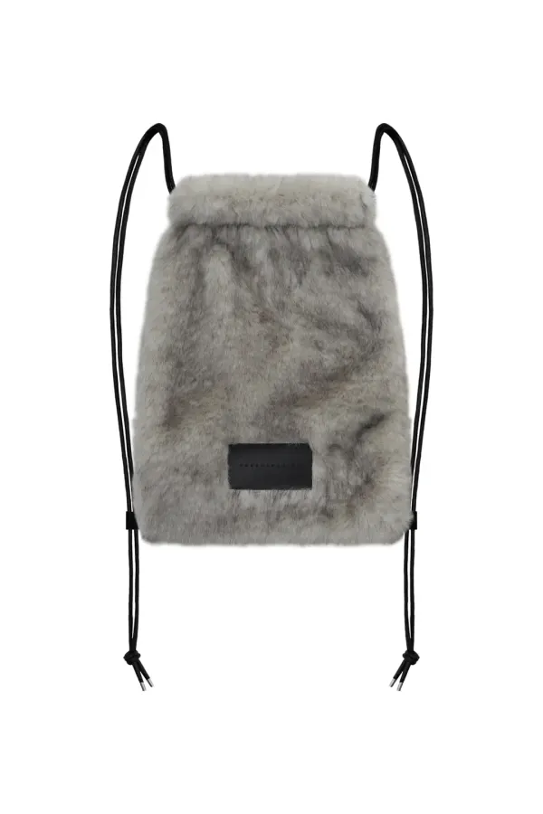 Volume Fur String back pack [ Light Gray ]