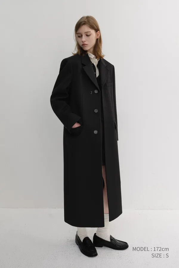 [EARLY ACCESS] UNISEX 2-WAY 3 BUTTON CASHMERE COAT BLACK_UDCO6D121BK