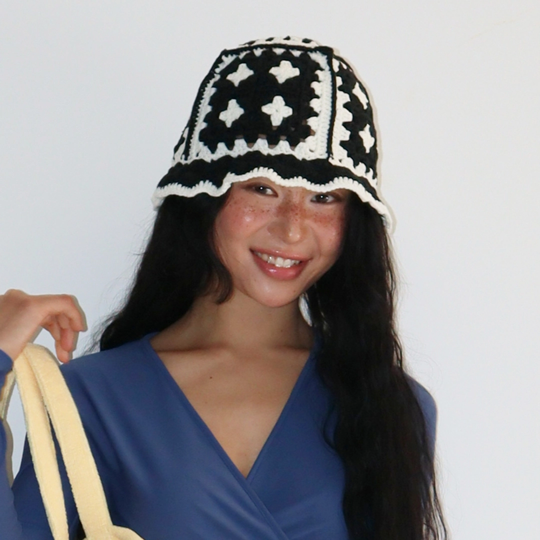 론론 CROCHET HANDMADE BUCKET HAT BLACK 상품 이미지 2