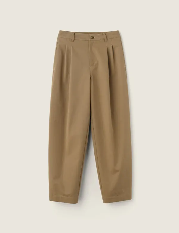 Curved Cotton Pants (Brown)