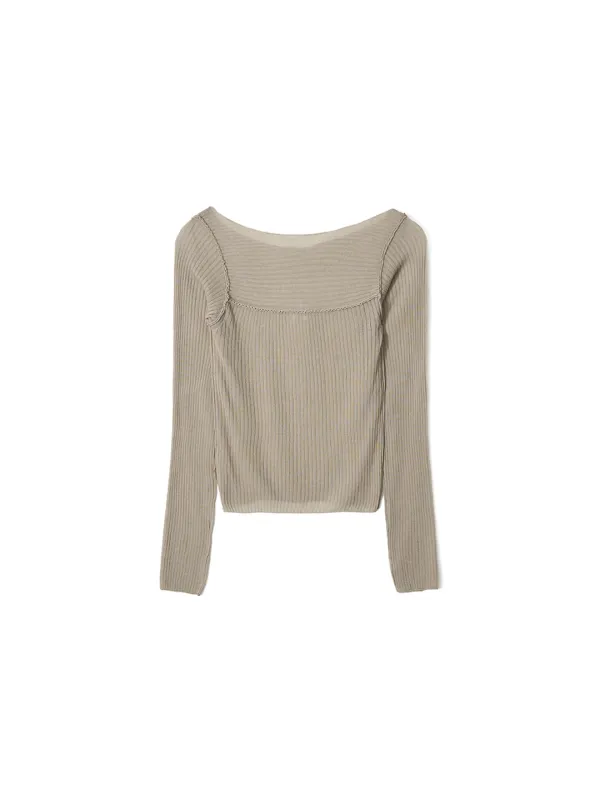 Sheer Boatneck Knit Sage