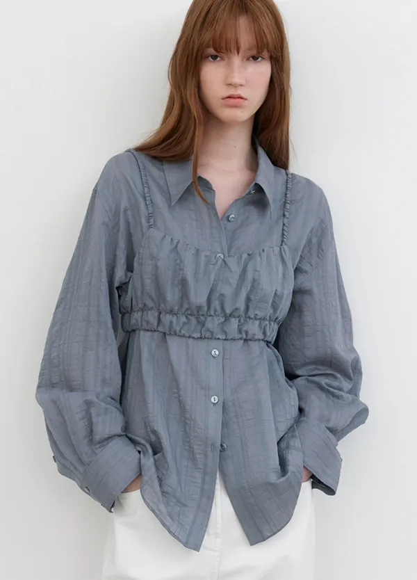 (BL-4393)SHEER VOLIME TOP&LAYERED SHIRTS
