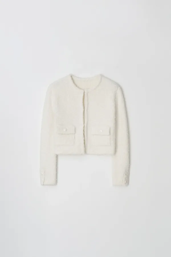 [4th reorder] tweed cardigan jacket (pearl)