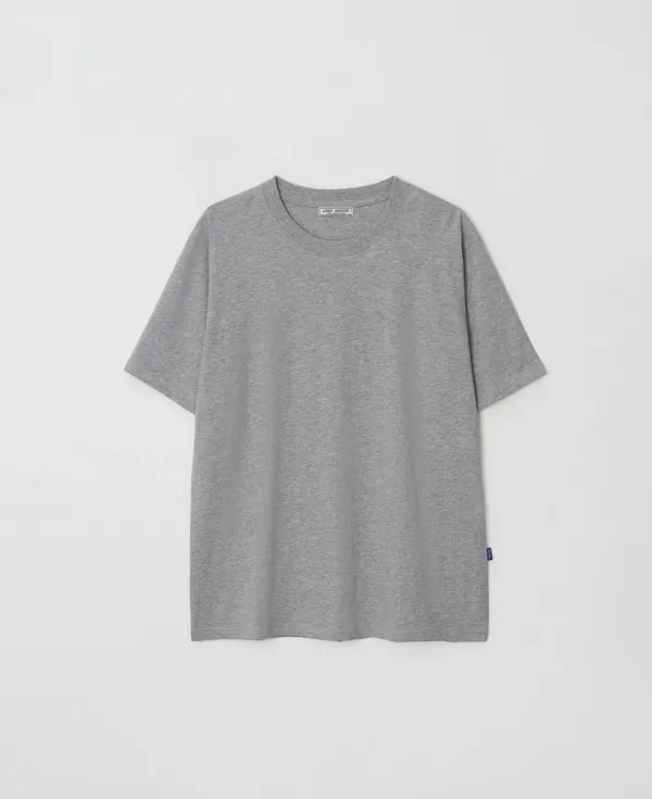 Boxy Fit Cotton Tee_MELANGE GRAY