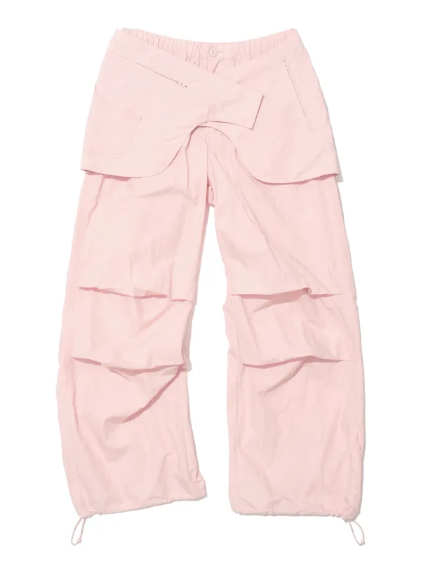 [WOMEN] BELTED LAYERED PARACHUTE PANTS_PINK