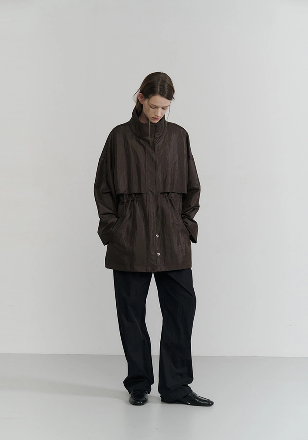 이브세이지 Glossy midi jacket (Brown) 상품 이미지 2