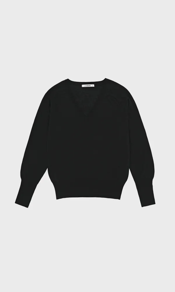 Light V-neck Pullover_Black