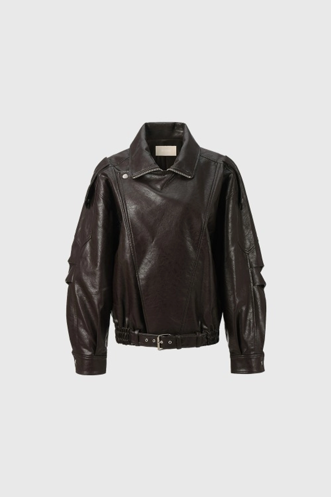 퀸스래빗 Trim Oversized Leather Jacket - BROWN 상품 이미지 1