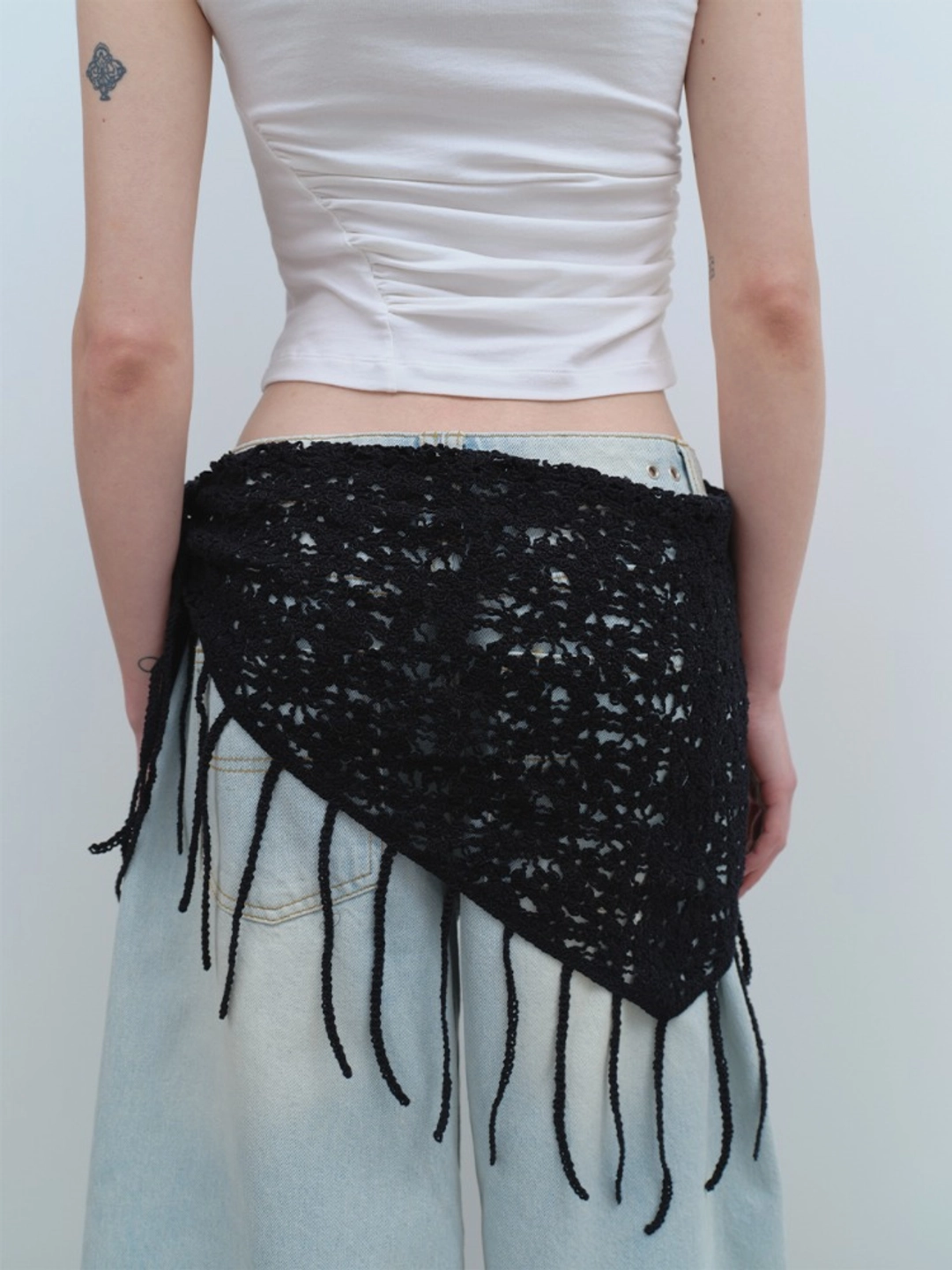 밀로 우먼 Fringe Wide Multi Scarf [Black] 상품 이미지 1