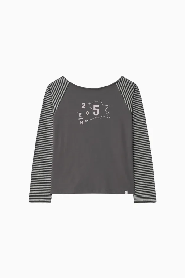 DIAGRAM ONE-SHOULDER T-SHIRT, CHARCOAL