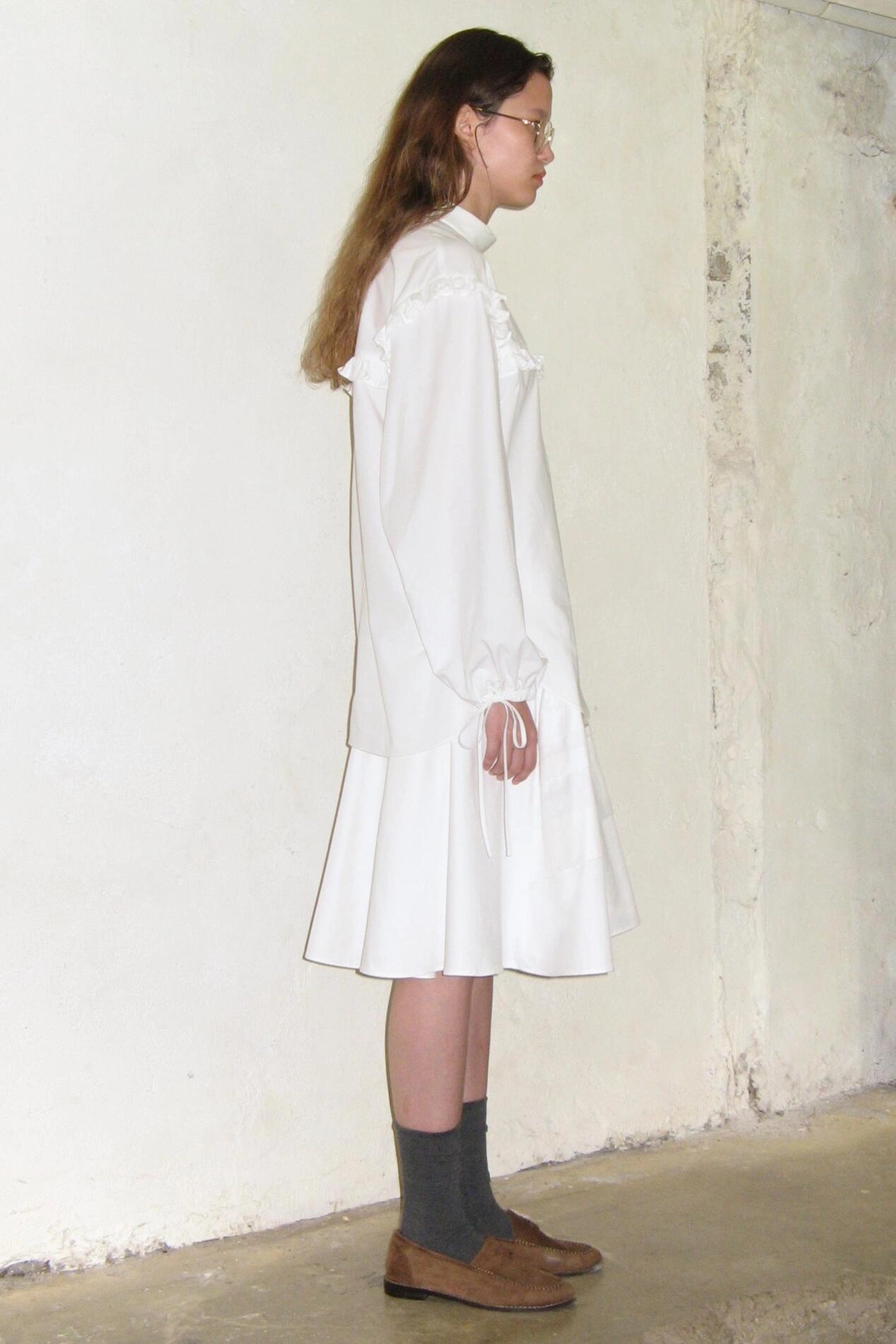 시눈 Ruffle Two-Way Blouse (White) 상품 이미지 2