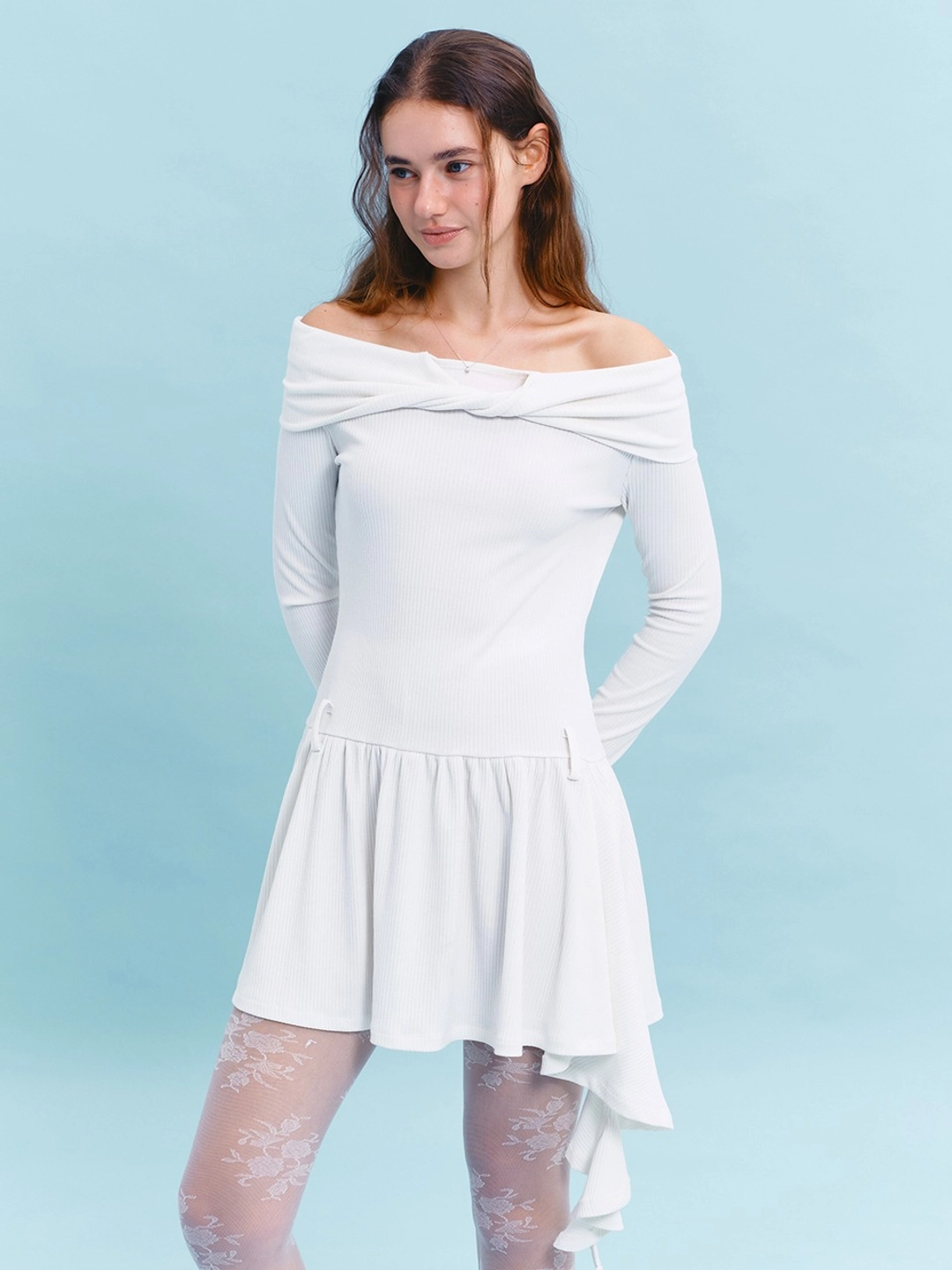 마가린핑거스 OFF SHOULDER RUFFLE DRESS (CREAM) 상품 이미지 2