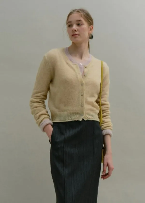 MOHAIR SHEER CARDIGAN (butter beige)