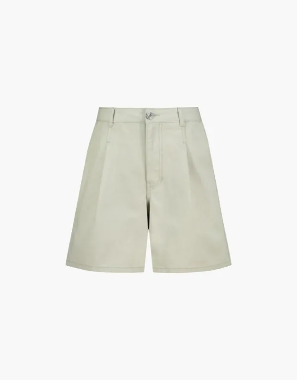 pintuck color half pants - light khaki