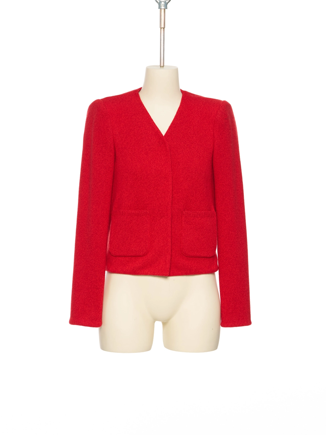푸쉬버튼 FW25 RED CURVY SHOULDER KNIT JACKET 상품 이미지 1