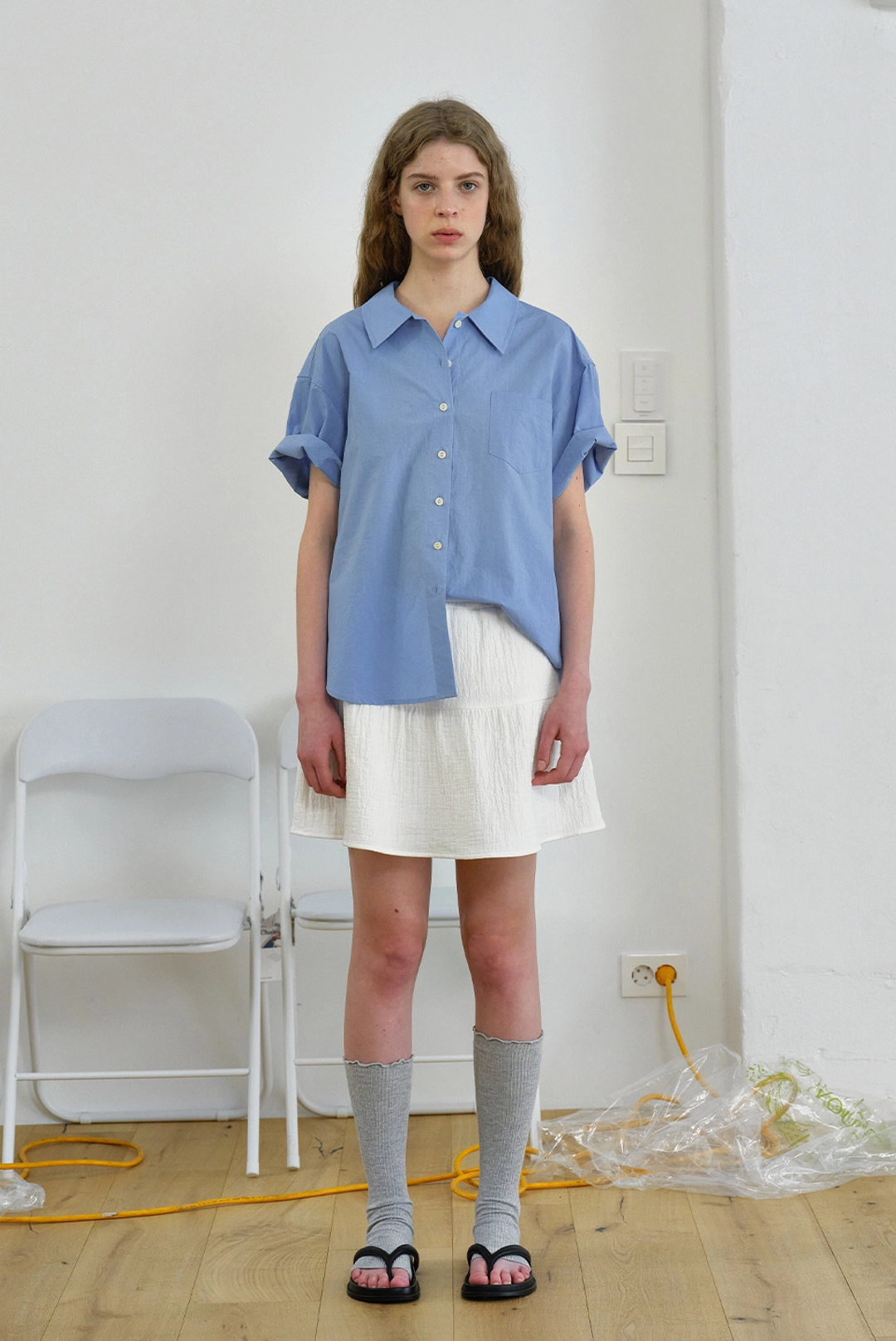 브렌다 브렌든 stan half shirts - blue 상품 이미지 2