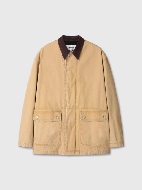 (W) GARMENT WASHED BARN JACKET_ FADED BEIGE