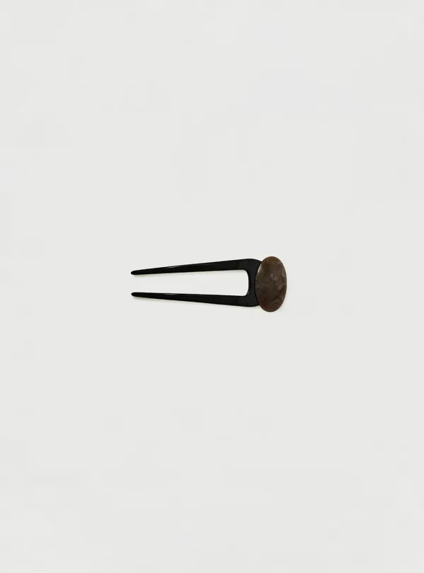 [3RD] OVAL HAIR PIN - BROWN