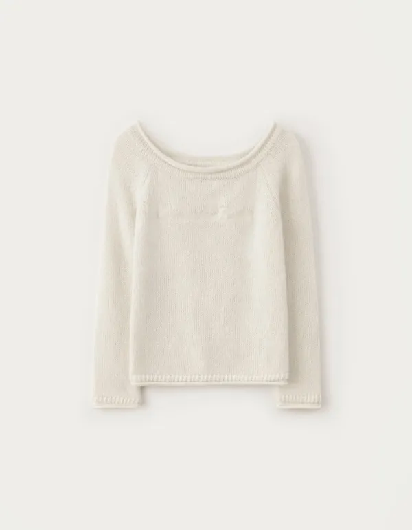 Bold Logo Alpaca Boat Knit - Ivory
