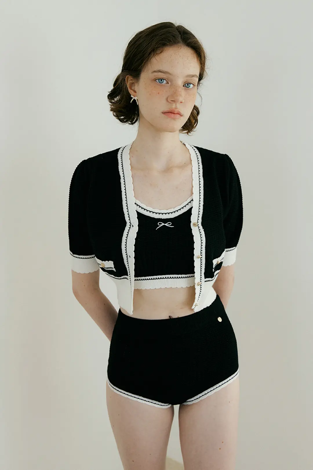 루시르주 Lovable Knit SwimSuit (3piece Set) (black) 상품 이미지 1