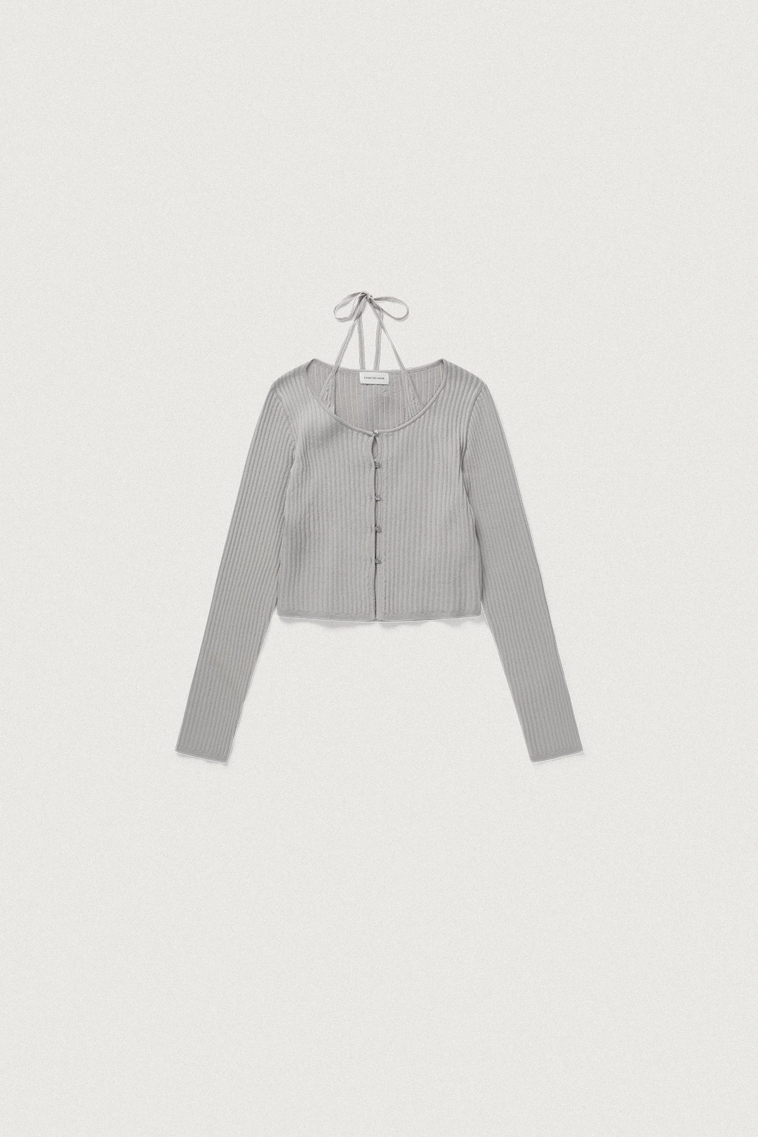 샤드라마 HALTERNECK SLEEVELESS LAYERED CARDIGAN [FOG GRAY] 상품 이미지 1