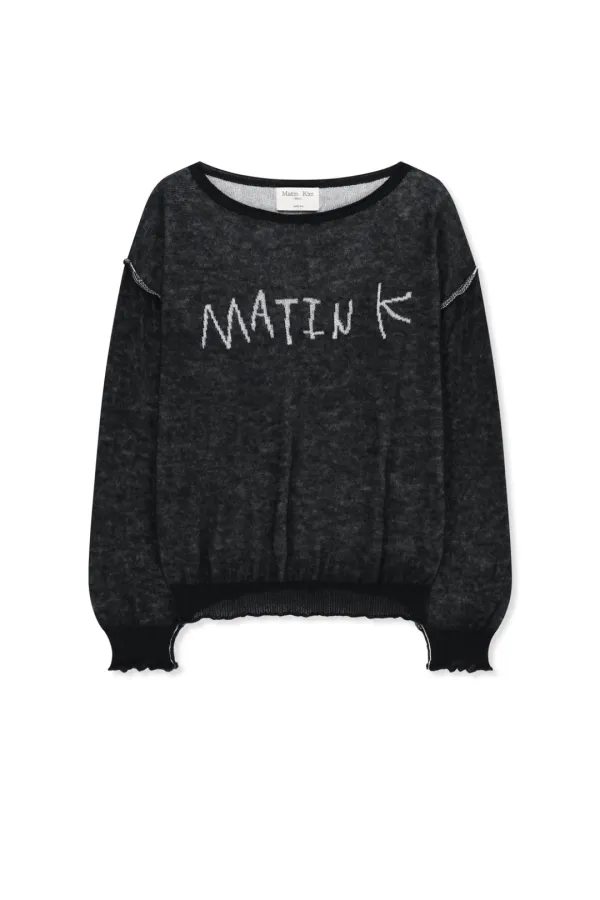 MATIN DUAL TONE KNIT PULLOVER IN BLACK
