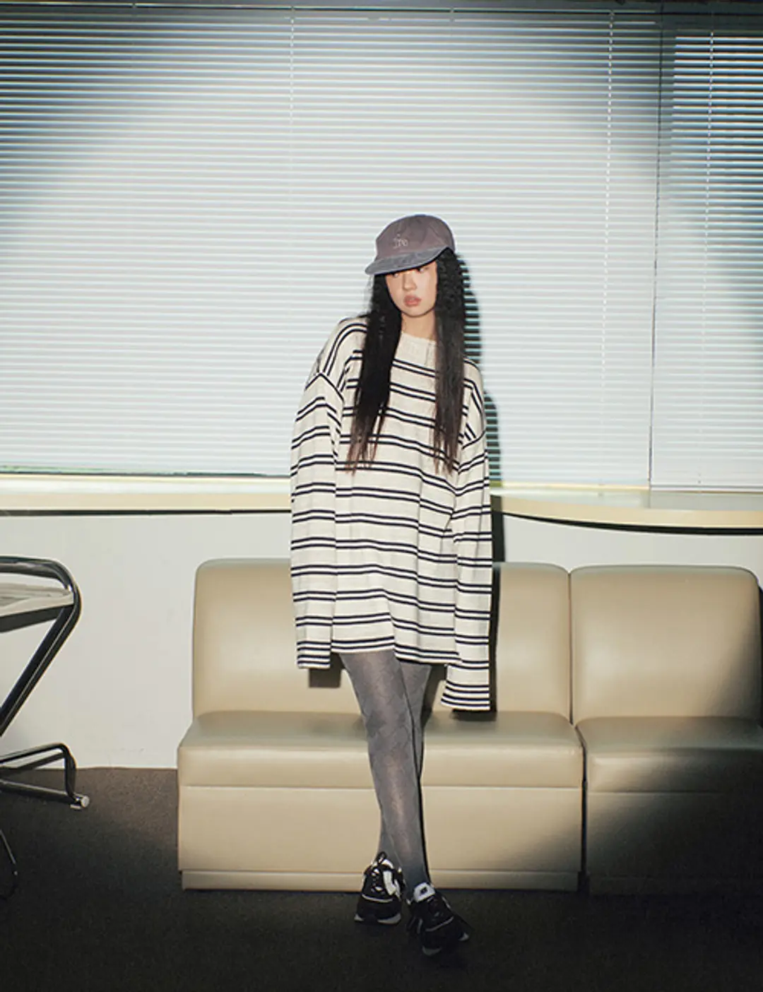 프레클 high neck oversized knit dress in stripe 상품 이미지 2