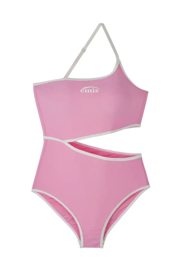 LOGO CUT-OUT SWIMSUIT-PINK