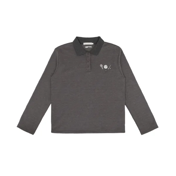 Sports Club Tee Holder Long Sleeve PK Shirt (fuzzy charcoal)