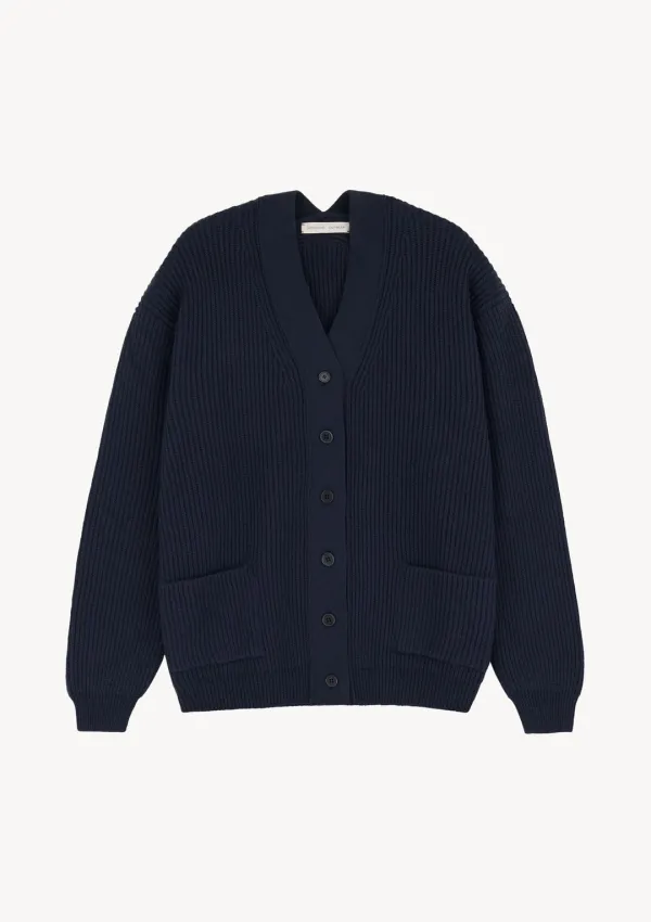 Pauline Ribbed Cardigan in Navy