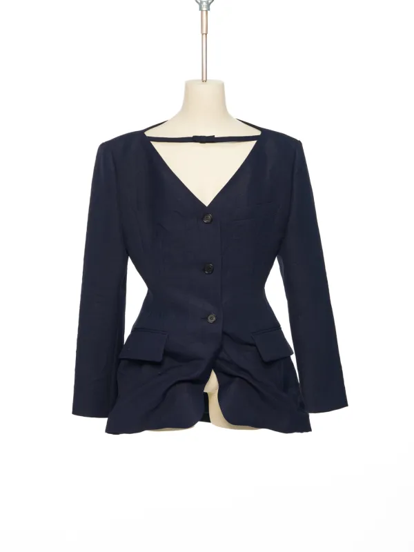 FW25 NAVY V-NECK STRAP POINT JACKET