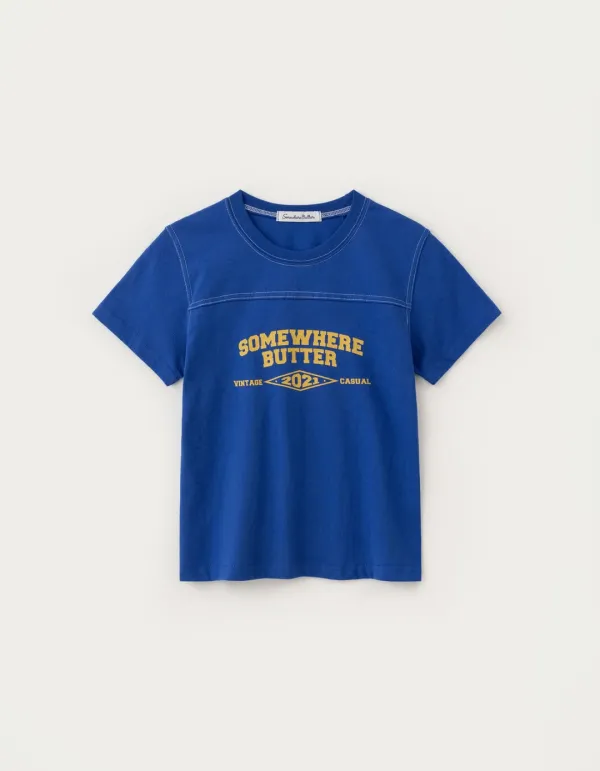 Stitch Square Logo Top - Cobalt Blue