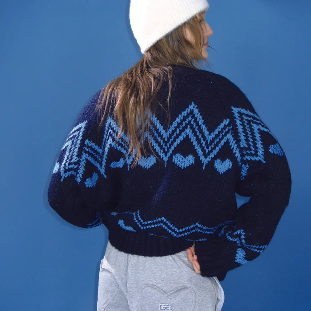 론론 NORDIC HEART CARDIGAN NAVY 상품 이미지 2
