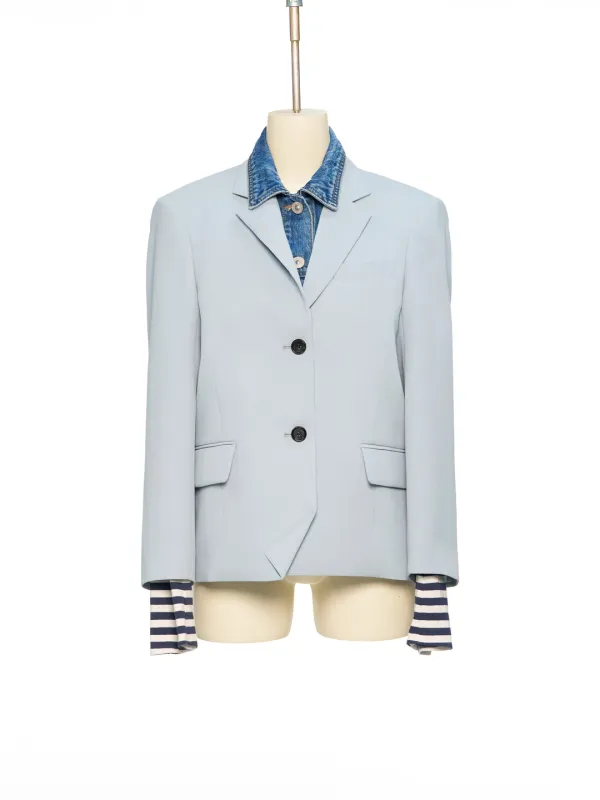 PS26 BLUE DENIM LAYERED SINGLE JACKET