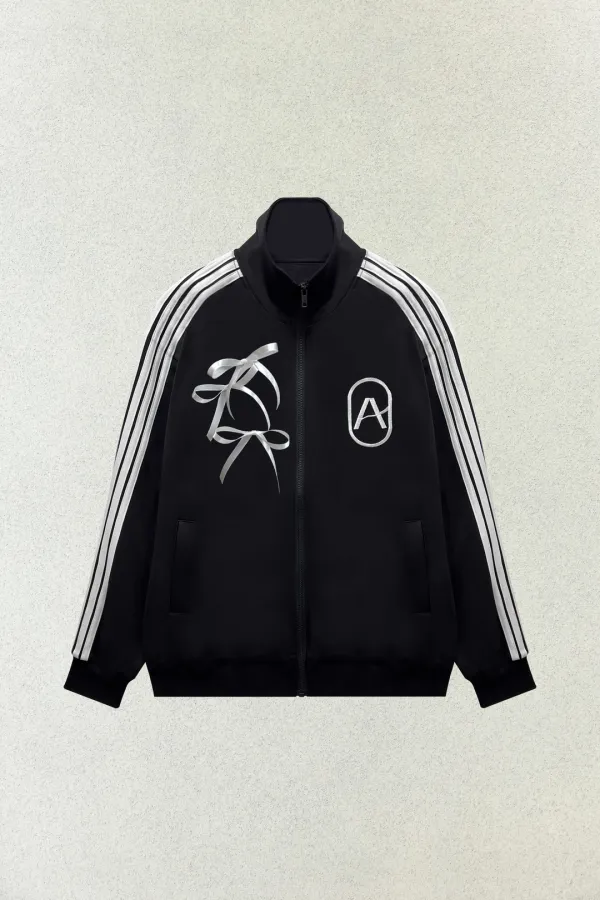 A RIBBON TRACK TOP / BLACK