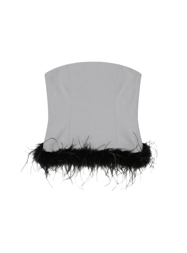 FUR BUSTIER TOP (BLUE)