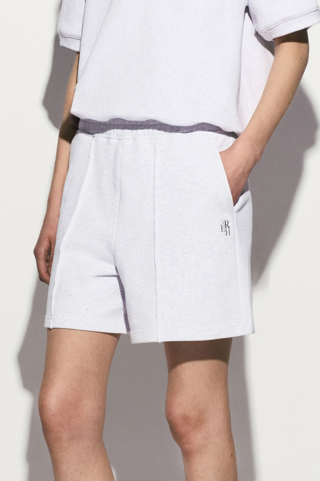 리이 COTTON SWEAT SHORTS MELANGE GRAY 상품 이미지 2