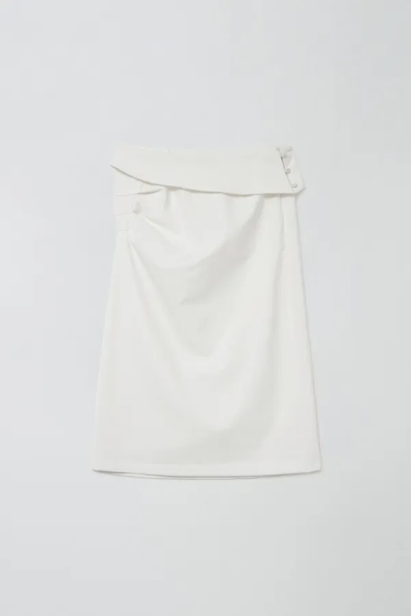 PIN TUCK JERSEY SKIRT_IVORY