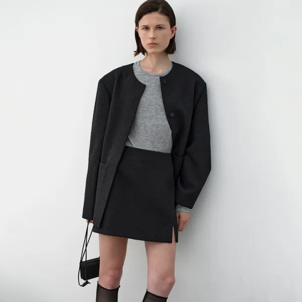 (SK-5049)SLIT TWEED SET-UP MINI SKIRT