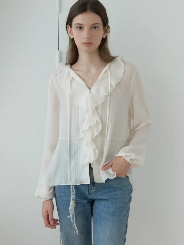 Freya ruffle blouse (cream)