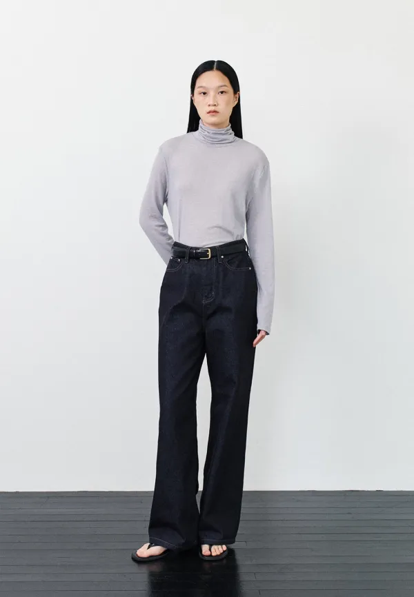 SEMI WIDE FIT NONFADE DENIM PANTS - DEEP BLUE