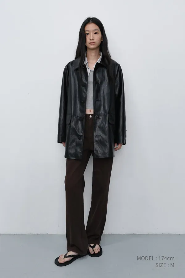 [셀럽착용][LIMITED OFFER] UNISEX LILY LEATHER HALF JACKET BLACK_UDJA6C102BK