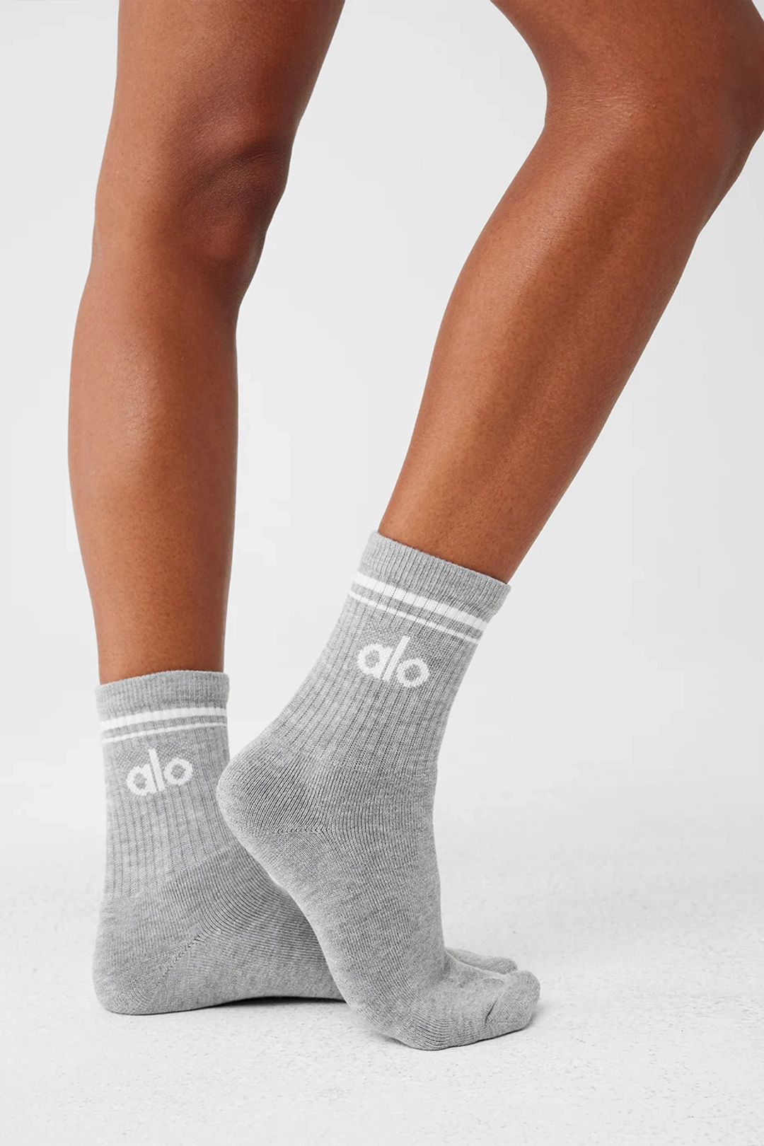 알로요가 Unisex Half-Crew Throwback Sock - Athletic Heather Grey/White 상품 이미지 2