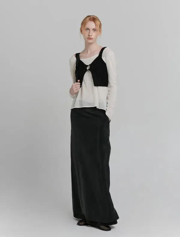 BOLD KNIT BUTTON BUSTIER [BLACK]