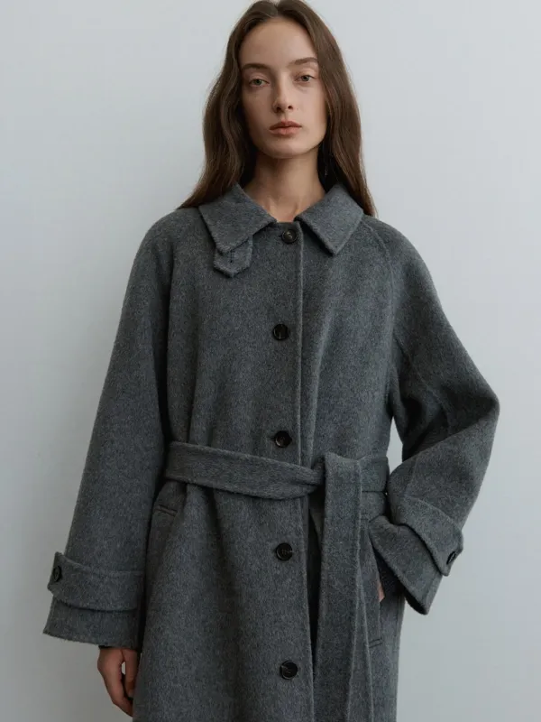 Balmacan handmade wool Coat [KNFW08CT03]_Charcoal