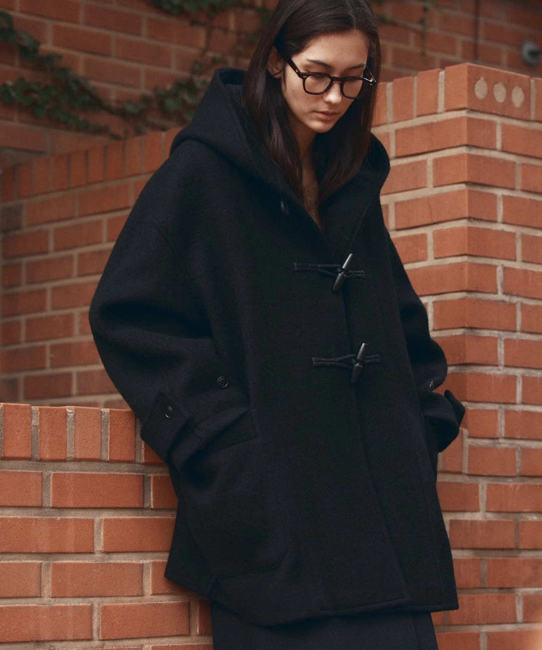 반원 아뜰리에 O3761 알파카 더플 코트_Black 상품 이미지 2